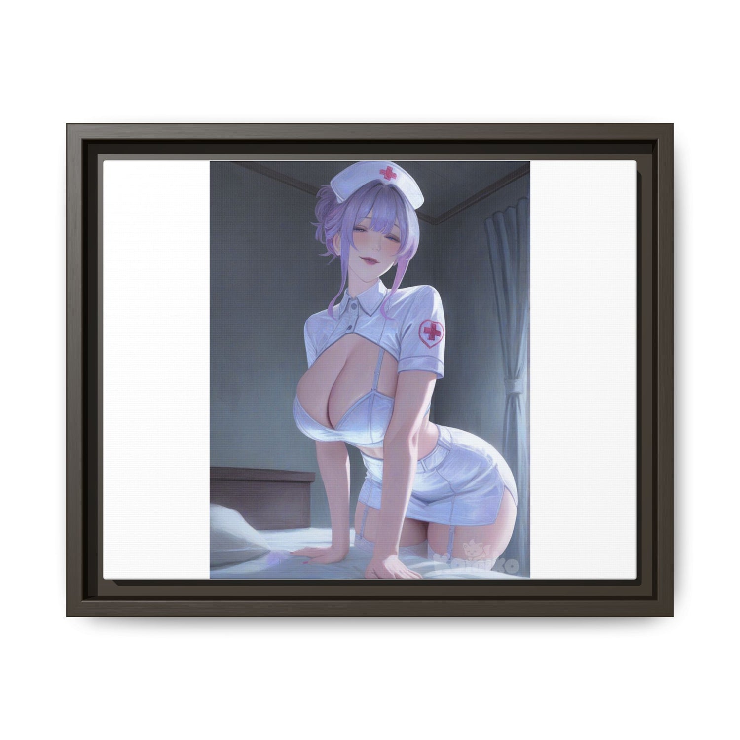 Sexy Anime Nurse Matte Canvas Print (Framed)