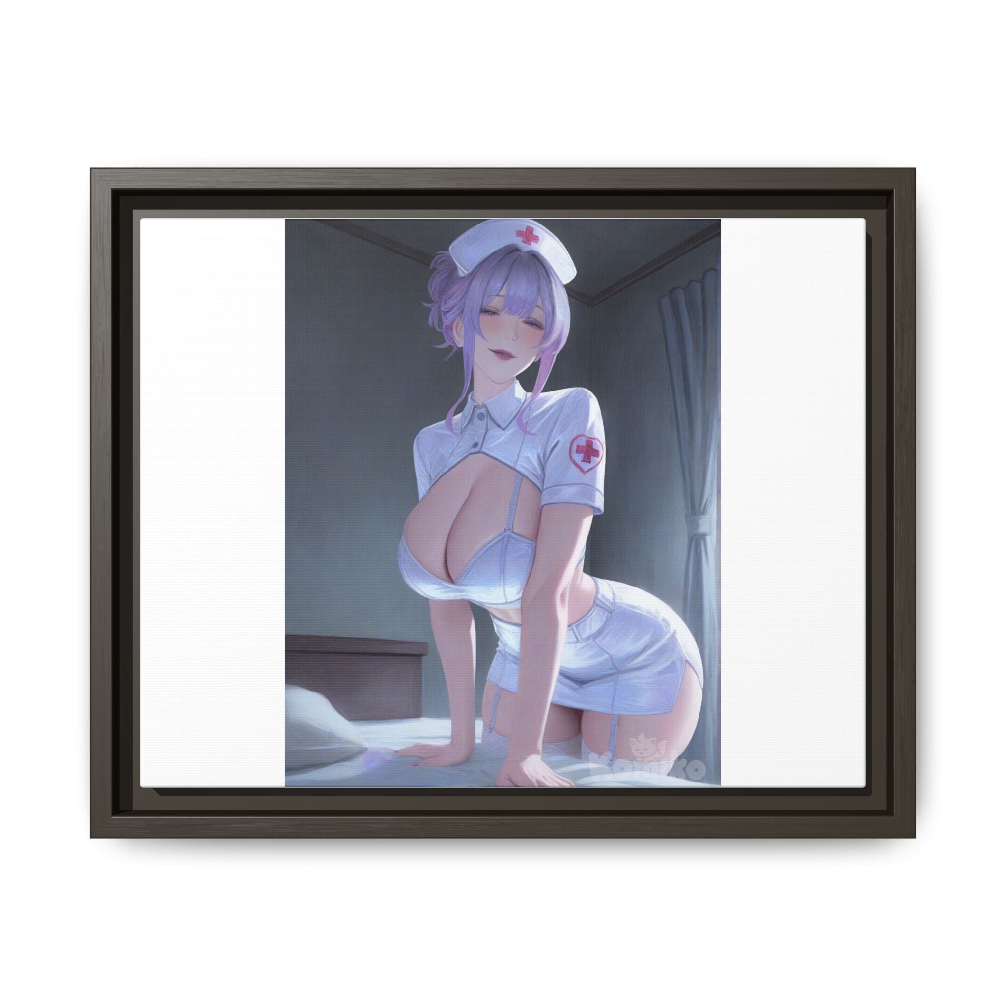Sexy Anime Nurse Matte Canvas Print (Framed)