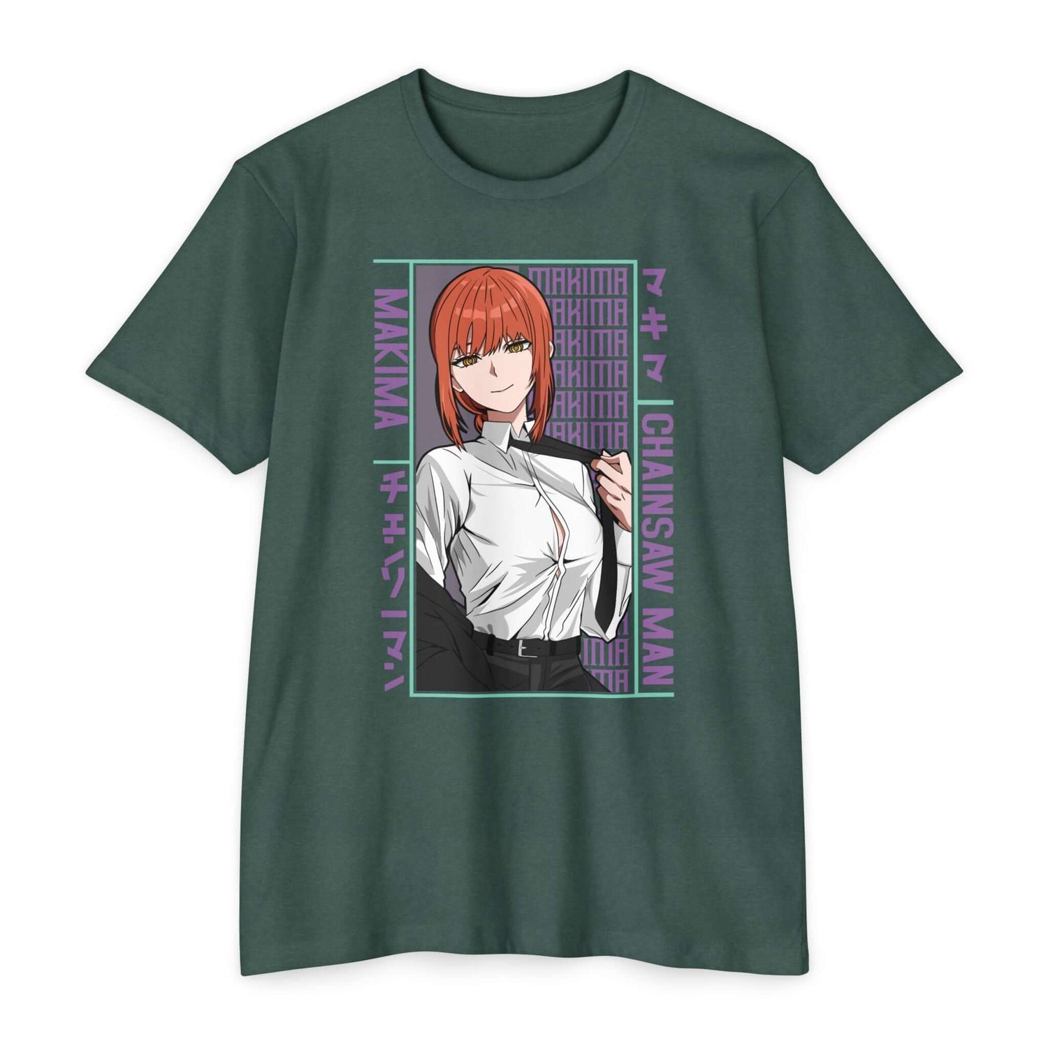 Makima Chainsaw Man Anime Graphic T-Shirt — Japanese Text Design