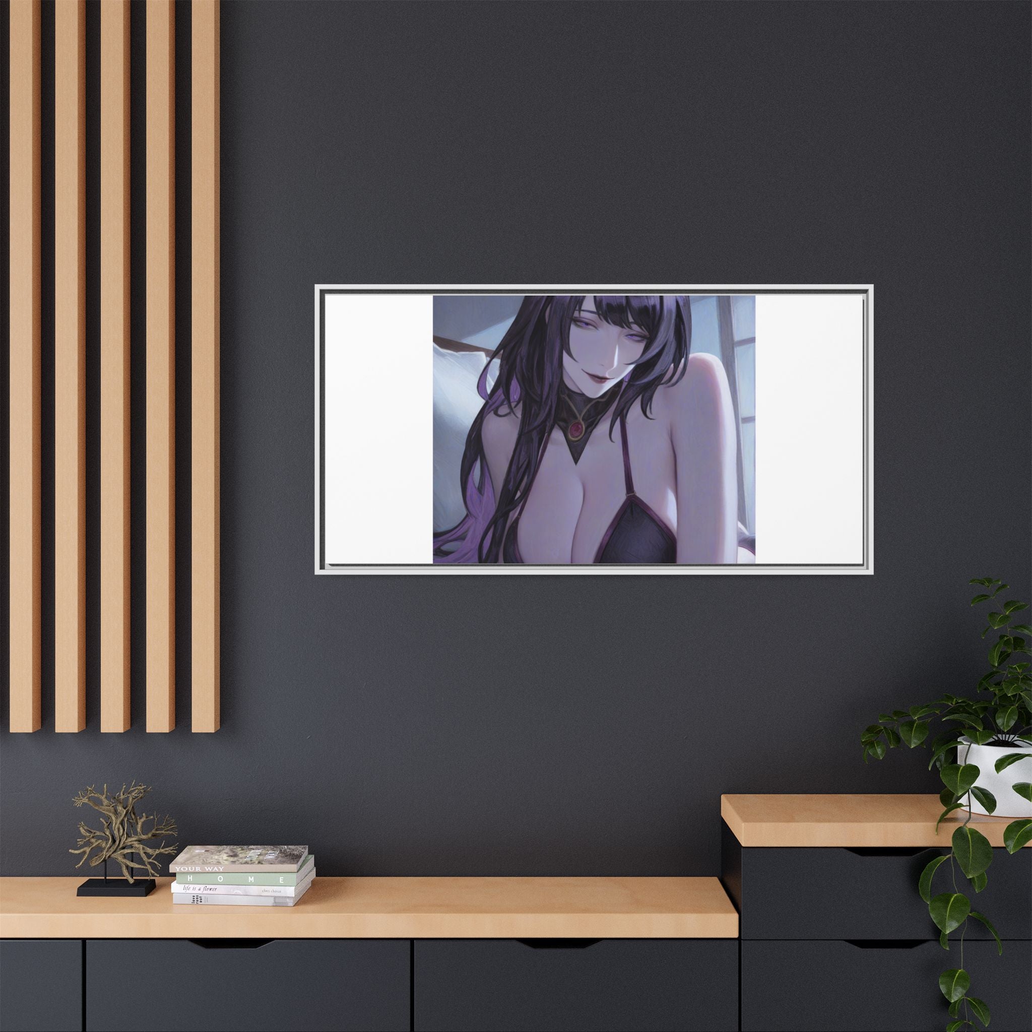 Framed Matte Canvas Print — Moody Anime Woman Portrait