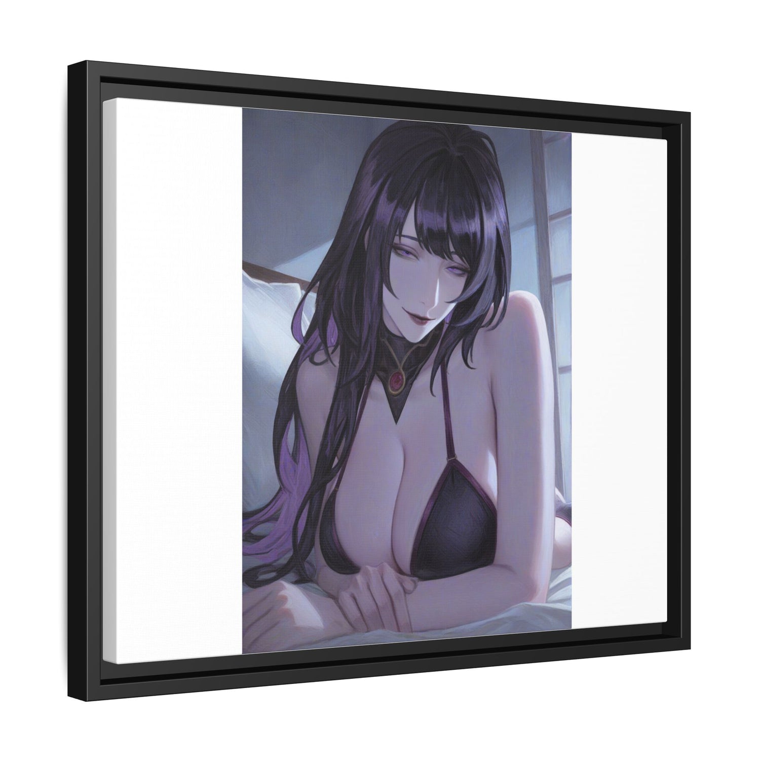 Framed Matte Canvas Print — Moody Anime Woman Portrait