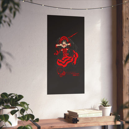 Anime Gothic Poster — Red &amp; Black Kurumi Nightcore Matte Vertical Print