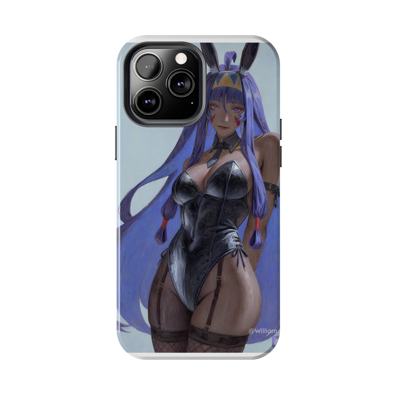 Bunny Girl Tough Phone Case — Anime Purple-Haired Character Protective Cover