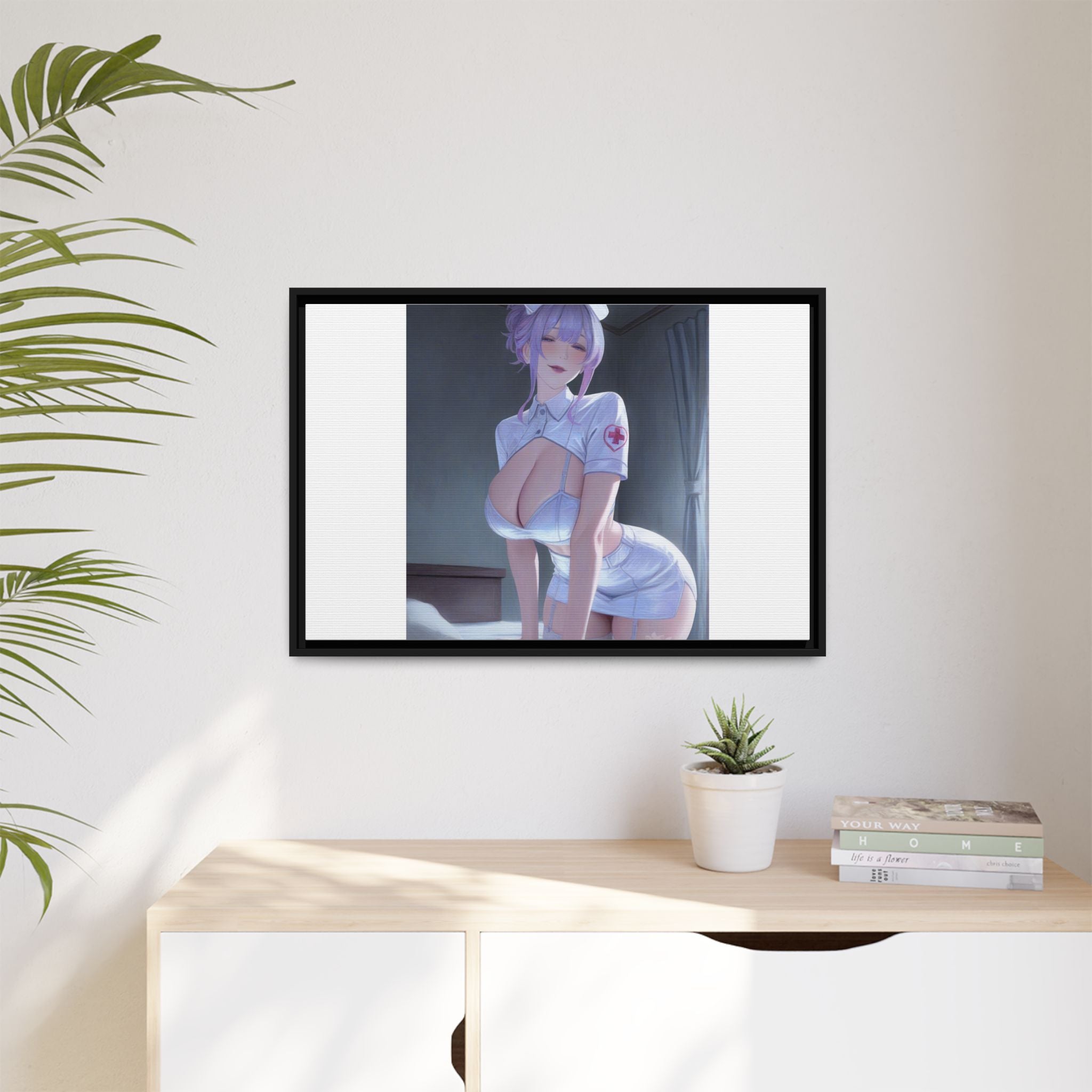 Sexy Anime Nurse Matte Canvas Print (Framed)