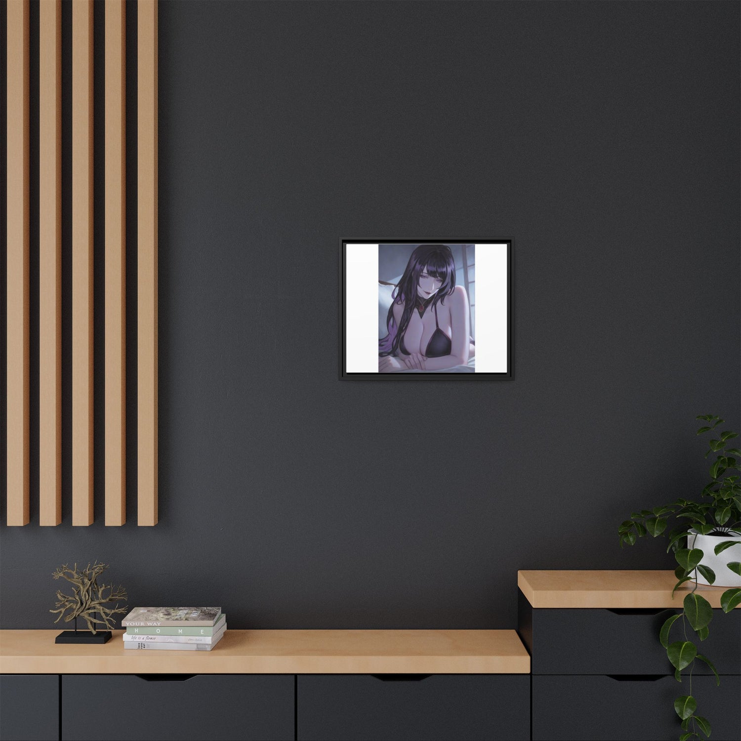 Framed Matte Canvas Print — Moody Anime Woman Portrait