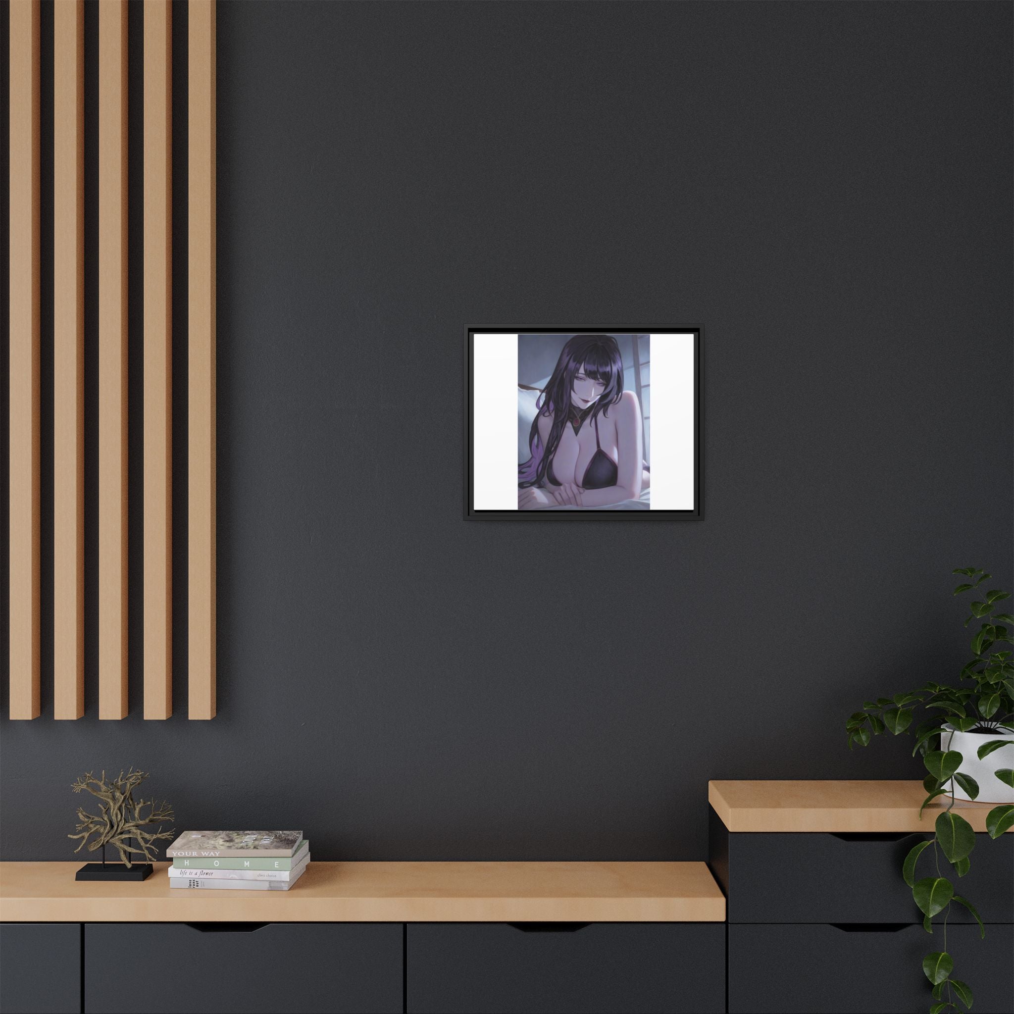 Framed Matte Canvas Print — Moody Anime Woman Portrait