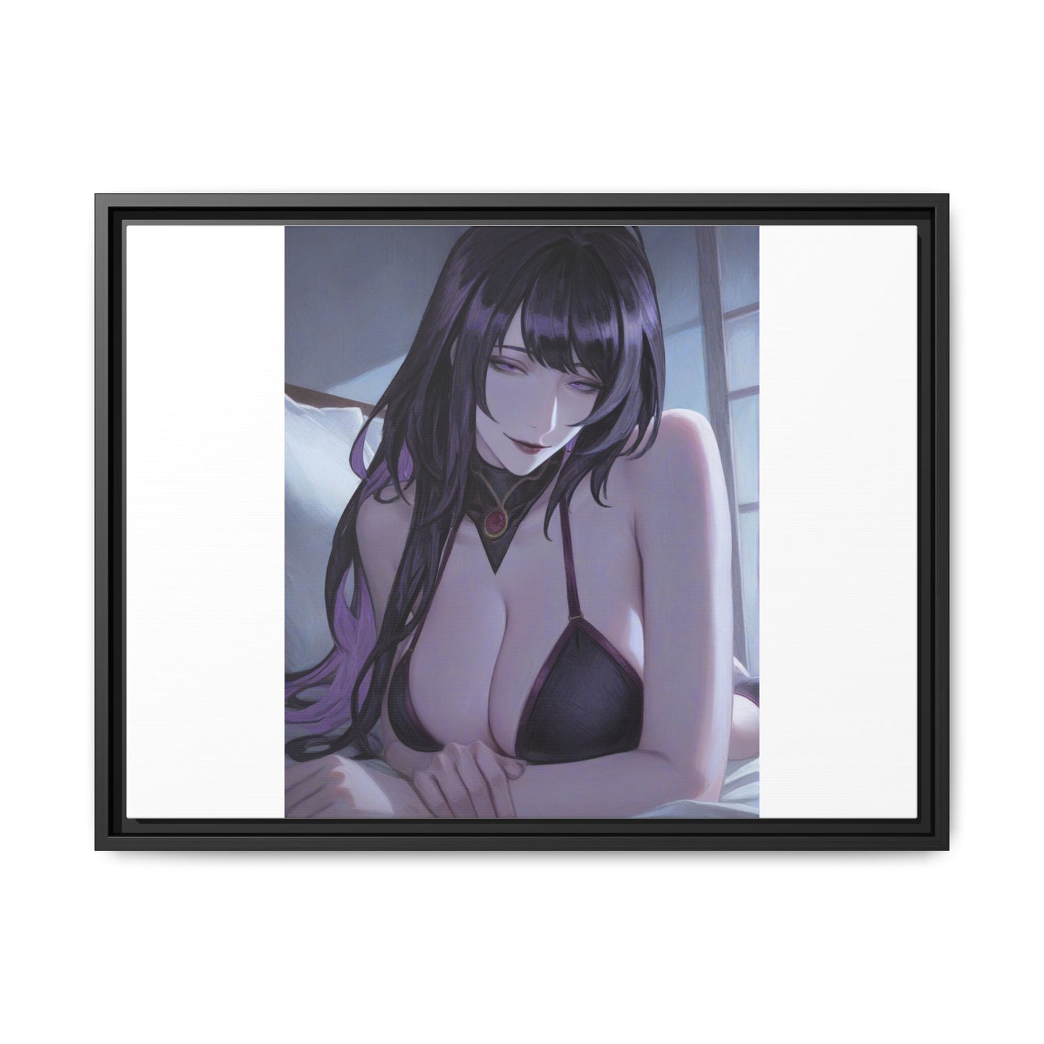 Framed Matte Canvas Print — Moody Anime Woman Portrait
