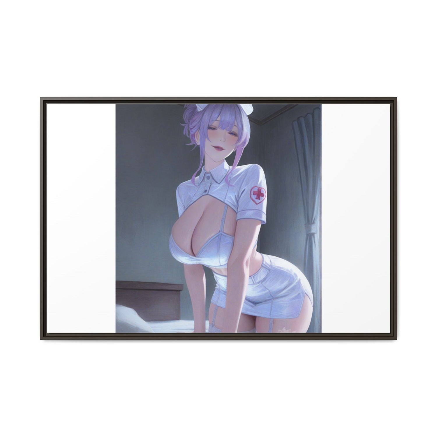 Sexy Anime Nurse Matte Canvas Print (Framed)