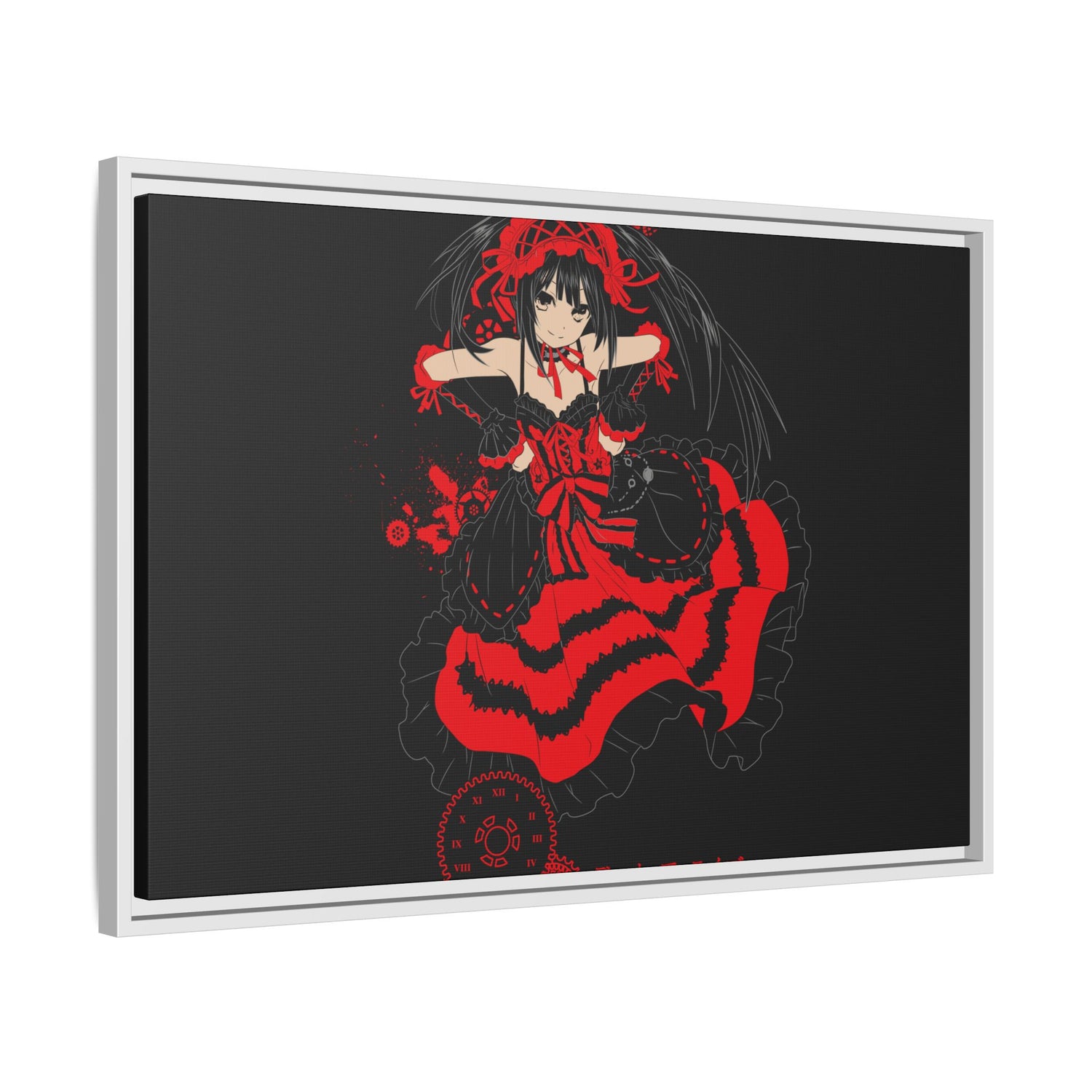 Anime Warrior Red Black Matte Canvas Print — Framed Wall Art