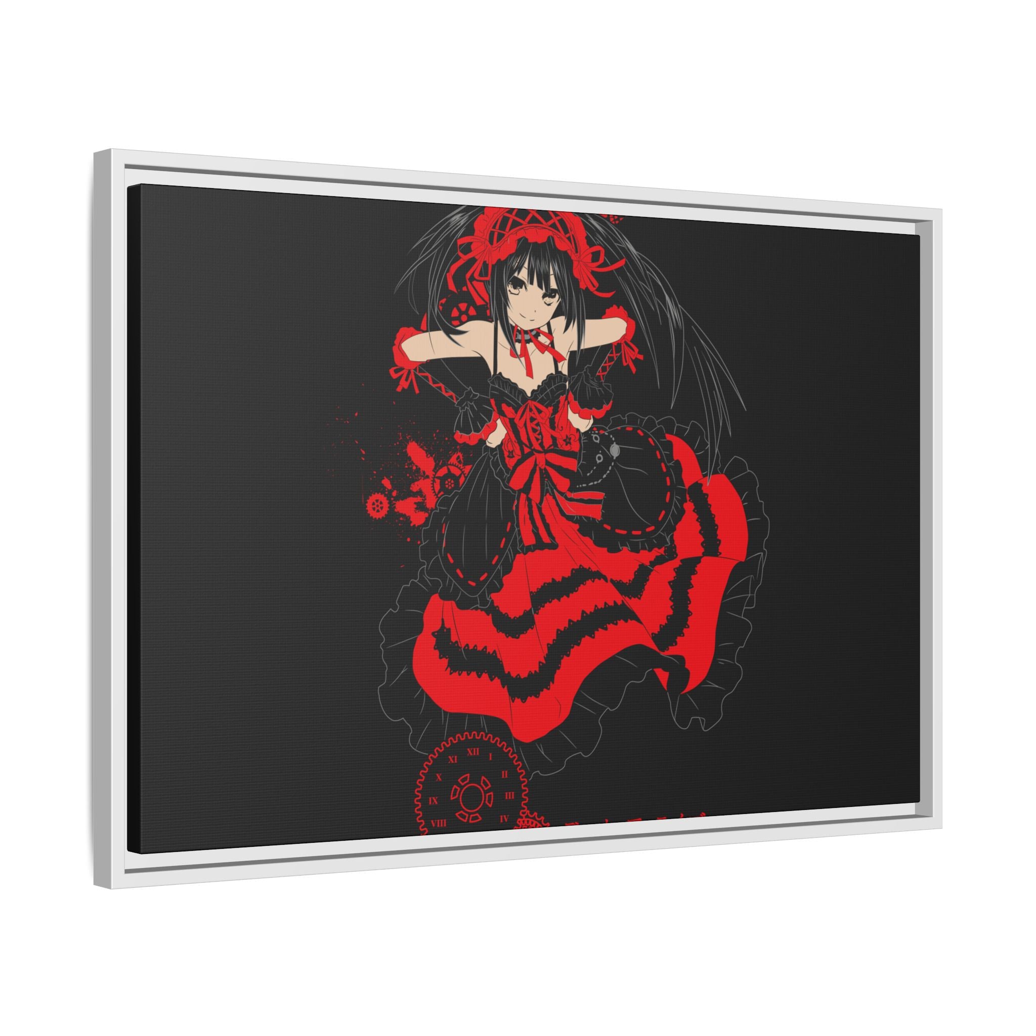 Anime Warrior Red Black Matte Canvas Print — Framed Wall Art