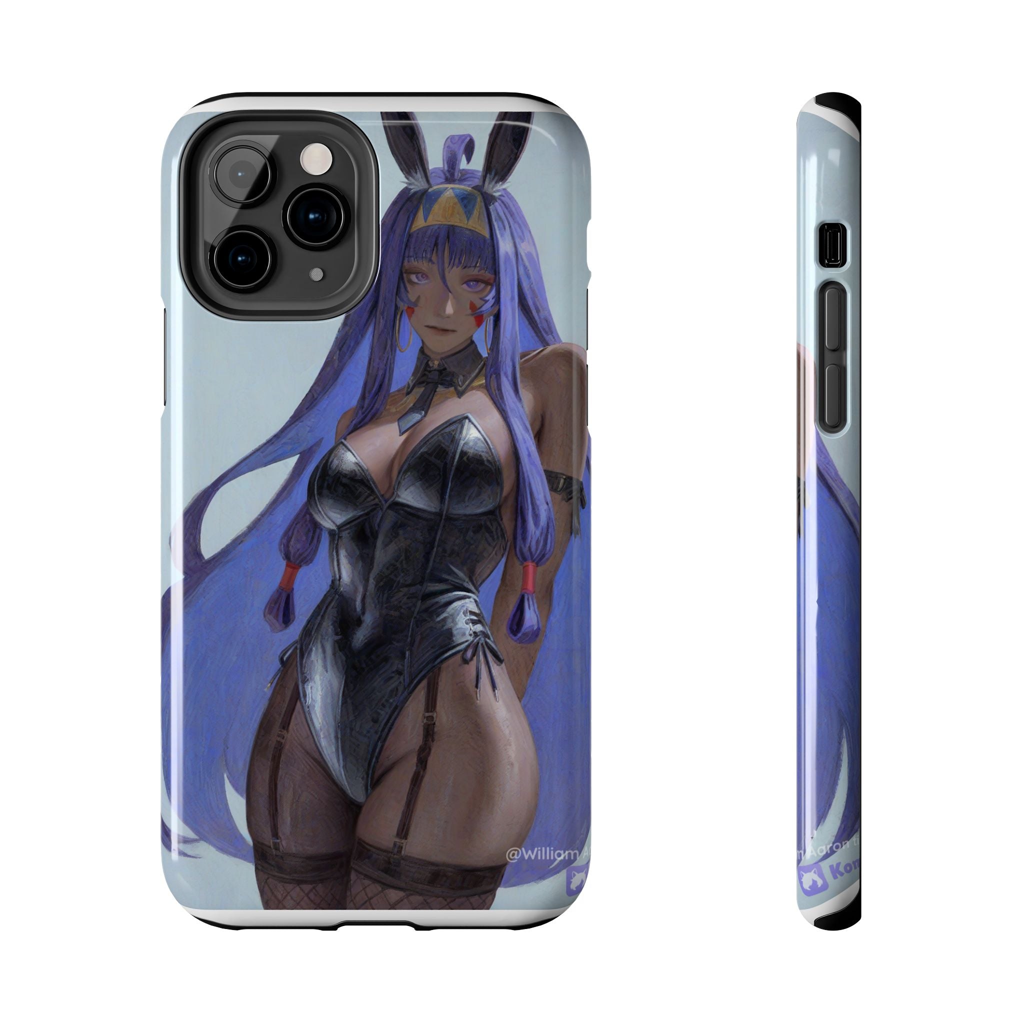 Bunny Girl Tough Phone Case — Anime Purple-Haired Character Protective Cover