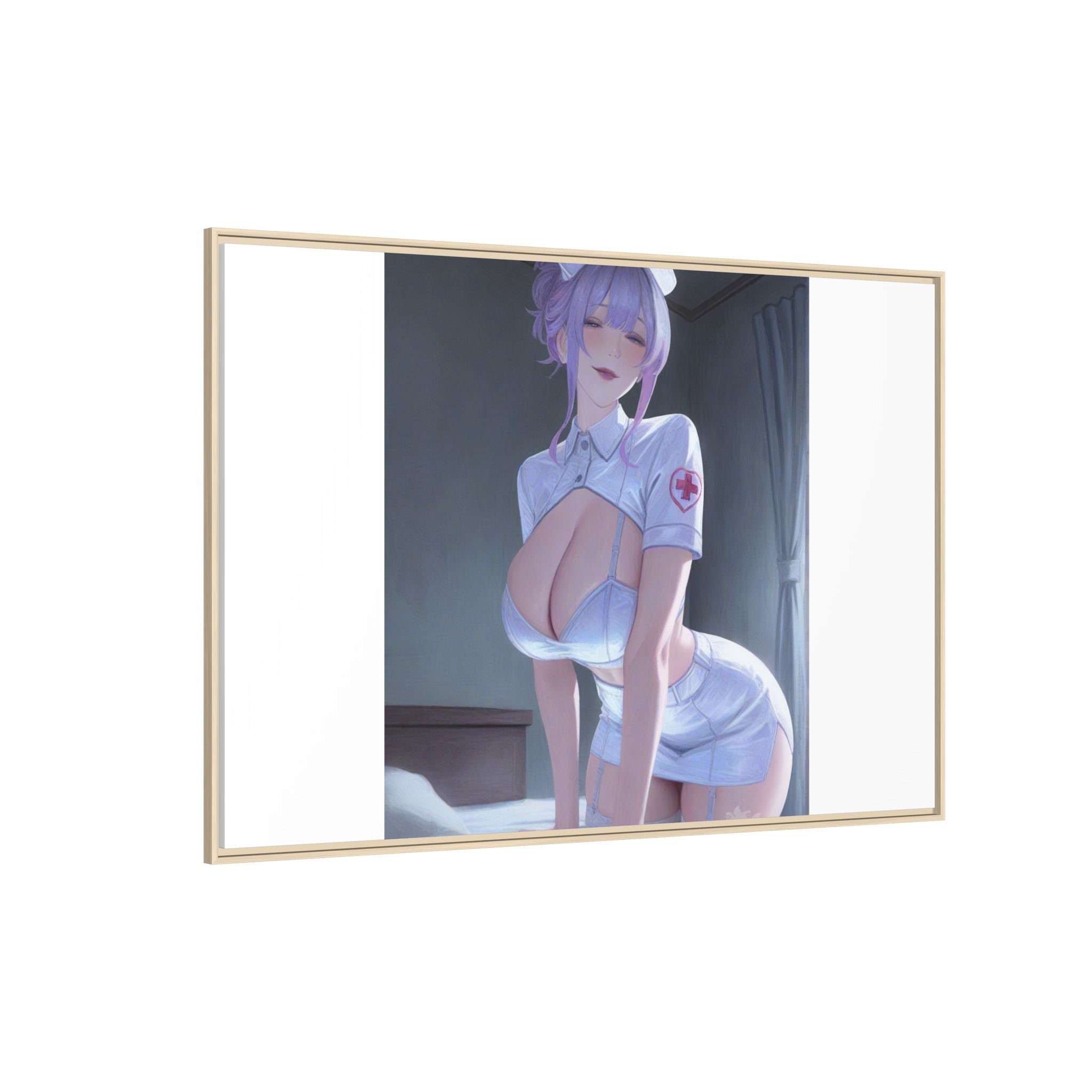 Sexy Anime Nurse Matte Canvas Print (Framed)