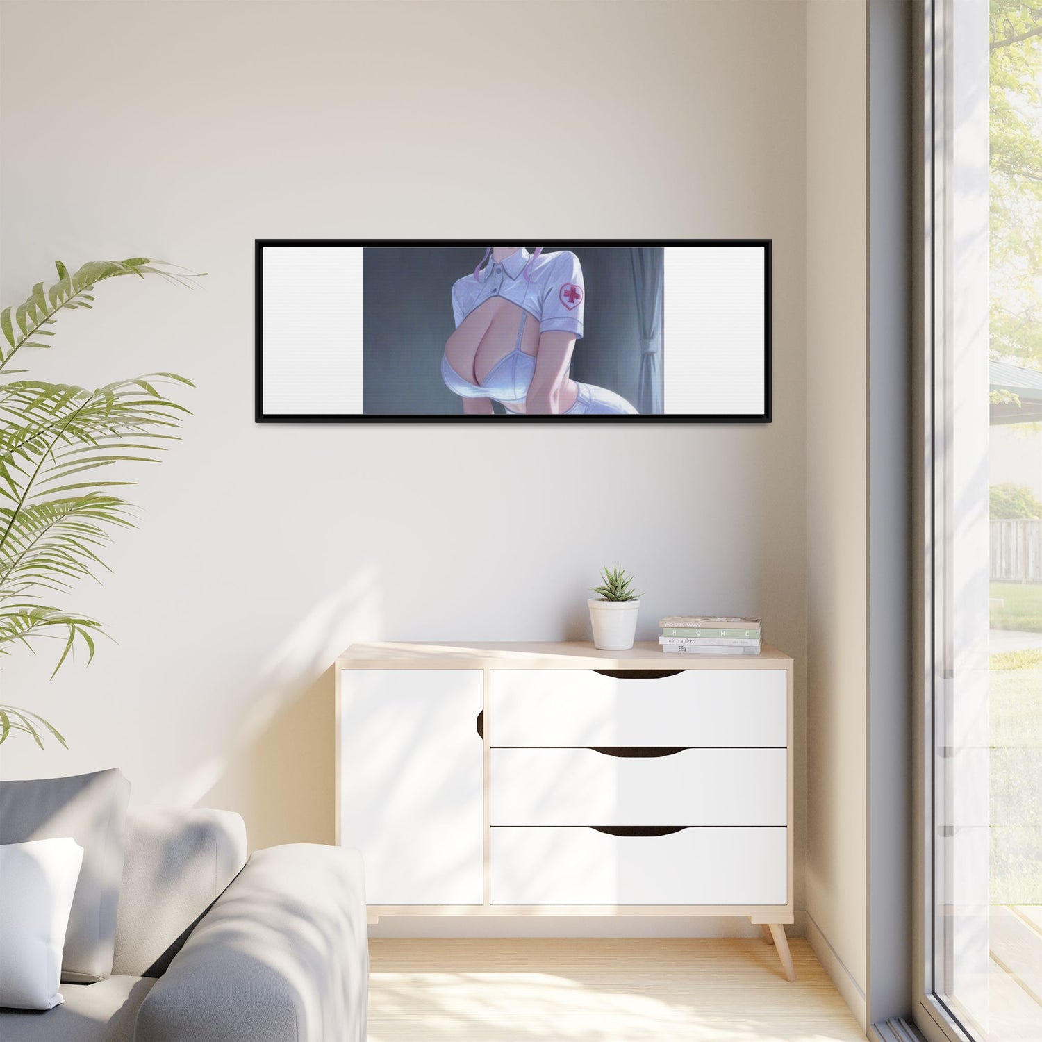Sexy Anime Nurse Matte Canvas Print (Framed)