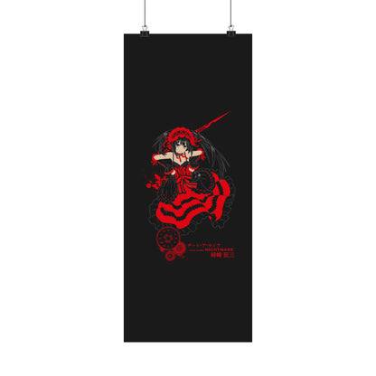 Anime Gothic Poster — Red &amp; Black Kurumi Nightcore Matte Vertical Print