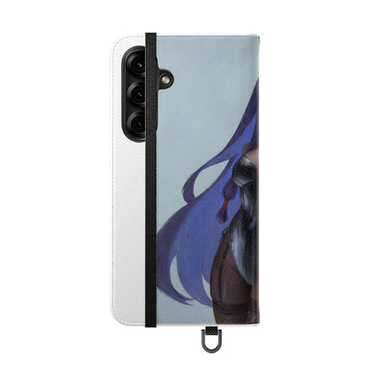Anime Bunny Girl Flip Case - Purple Long-Haired Character Phone Wallet