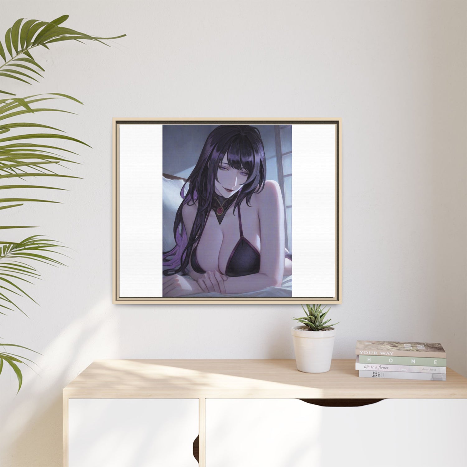 Framed Matte Canvas Print — Moody Anime Woman Portrait