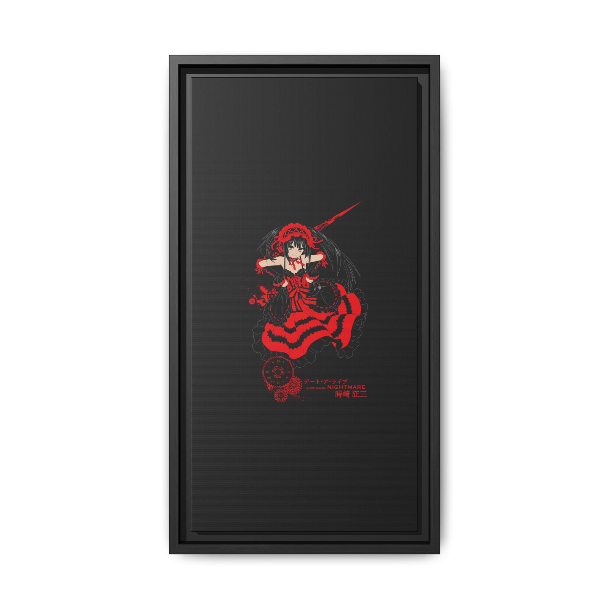 Anime Warrior Red Black Matte Canvas Print — Framed Wall Art