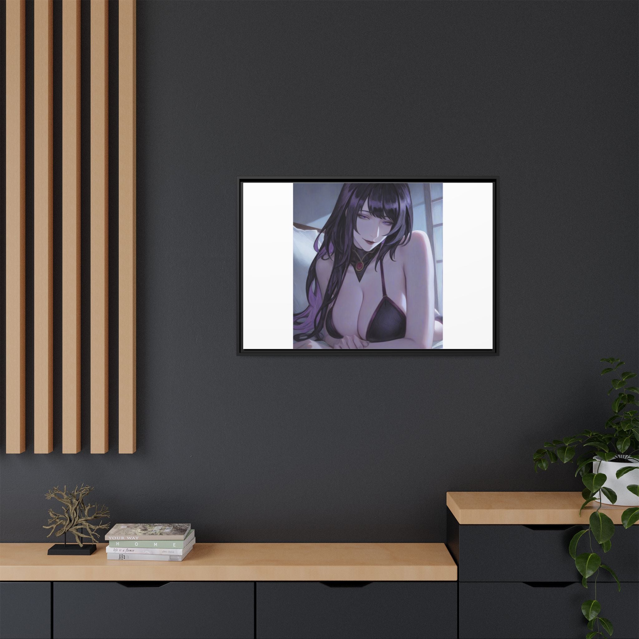 Framed Matte Canvas Print — Moody Anime Woman Portrait