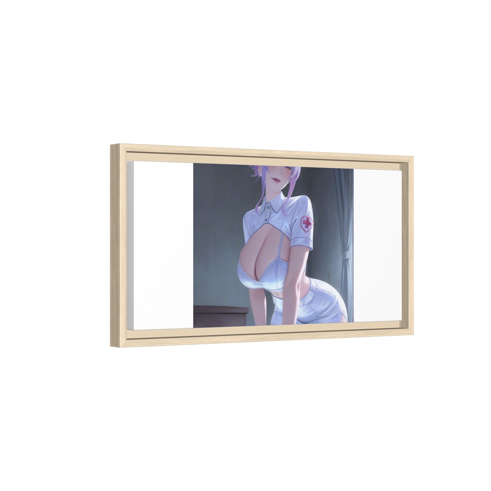 Sexy Anime Nurse Matte Canvas Print (Framed)