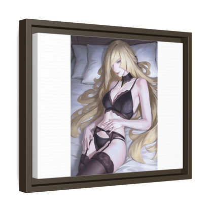 Framed Matte Canvas Print — Sleepy Blonde Anime Pinup