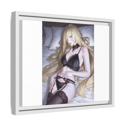 Framed Matte Canvas Print — Sleepy Blonde Anime Pinup