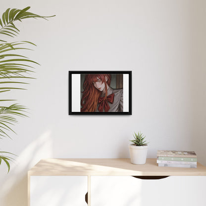 Framed Matte Canvas Print — Moody Red-Headed Anime Girl Art