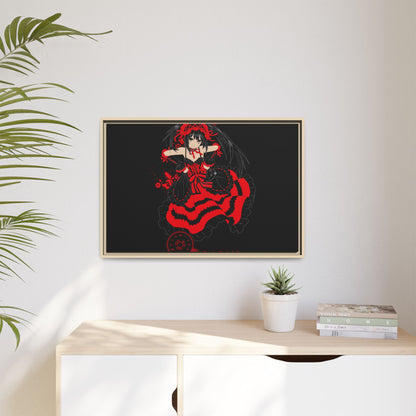 Anime Warrior Red Black Matte Canvas Print — Framed Wall Art