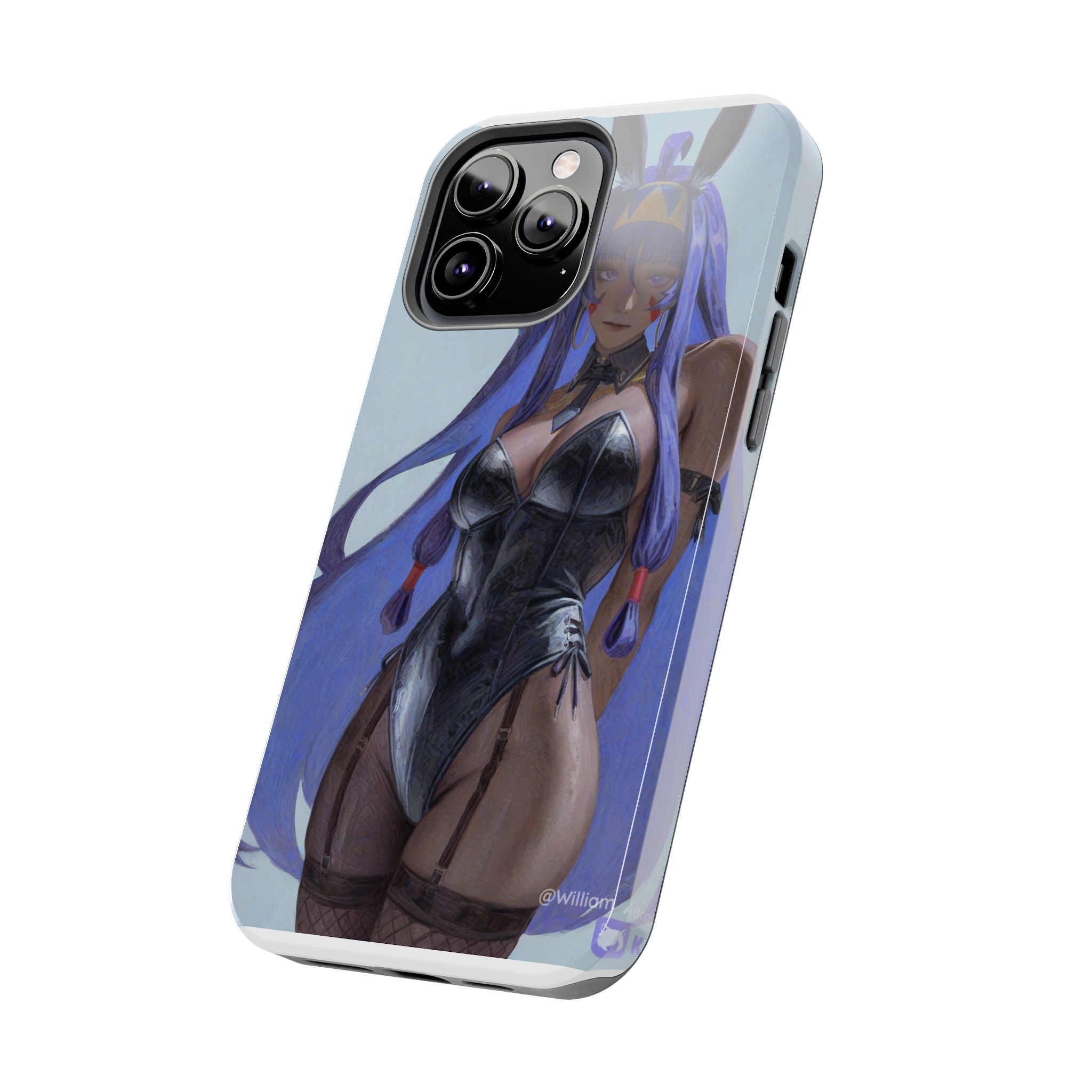 Bunny Girl Tough Phone Case — Anime Purple-Haired Character Protective Cover