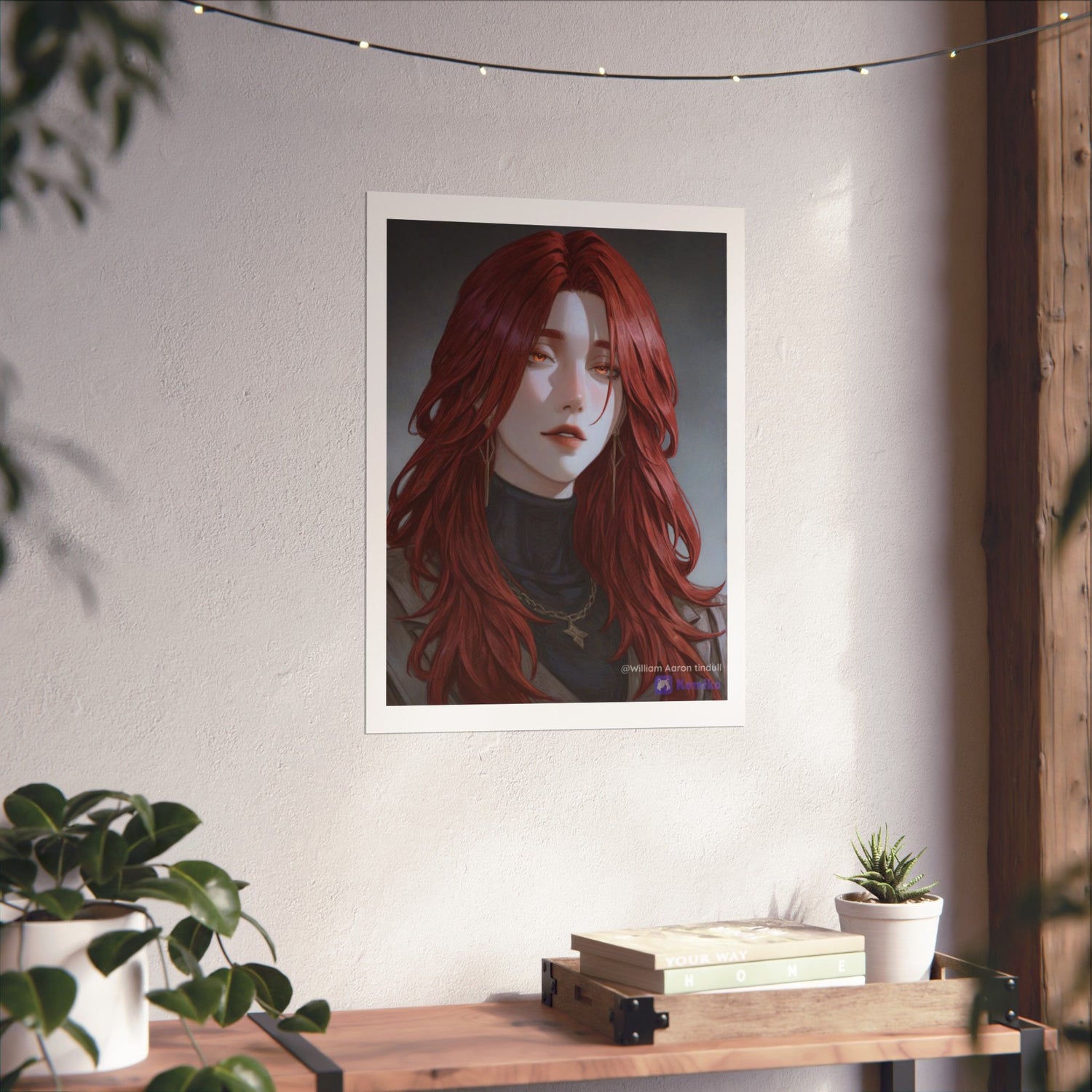 Red-Haired Muse Matte Vertical Poster — Moody Portrait Art Print