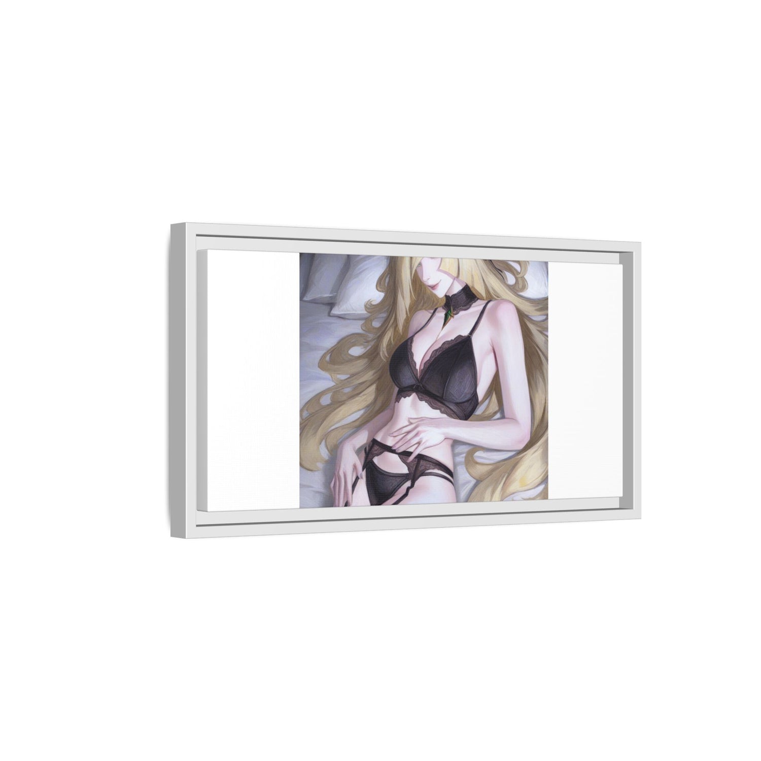 Framed Matte Canvas Print — Sleepy Blonde Anime Pinup