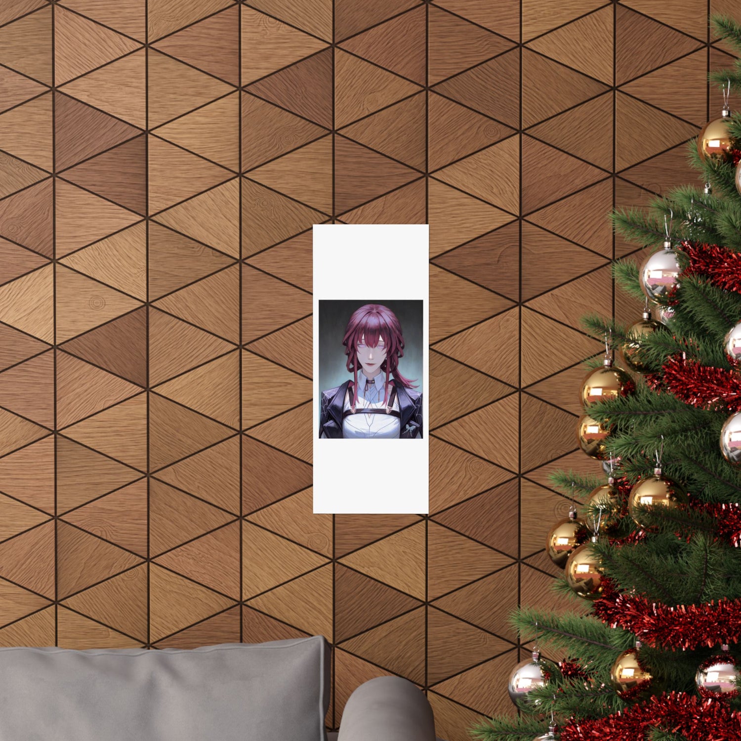 Anime Portrait Poster — Moody Red‑Haired Character Matte Vertical Art Print
