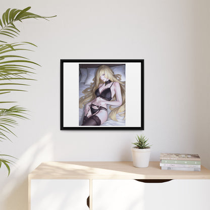 Framed Matte Canvas Print — Sleepy Blonde Anime Pinup