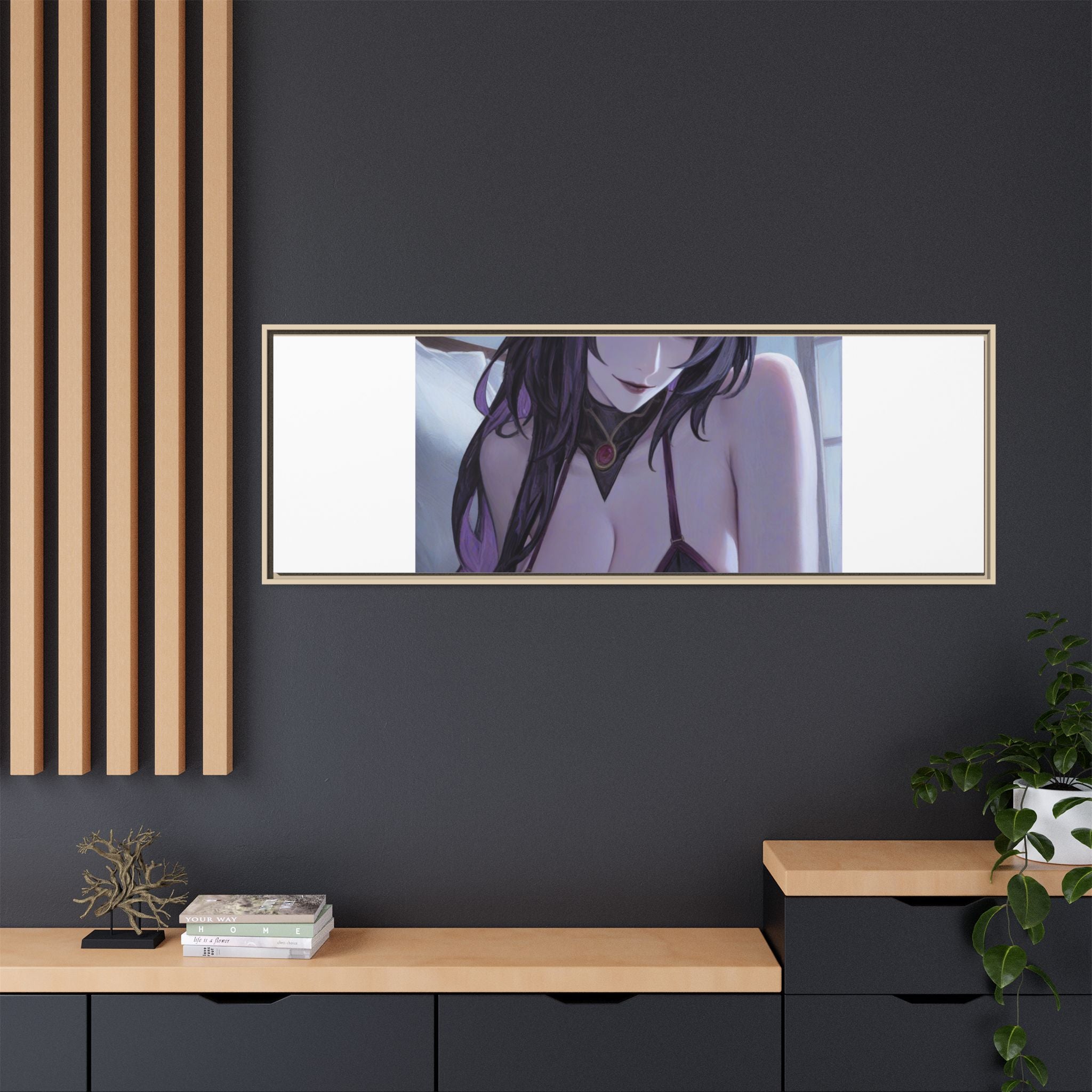 Framed Matte Canvas Print — Moody Anime Woman Portrait