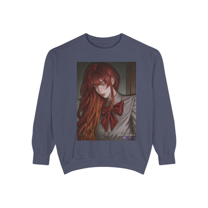 Anime Red-Headed Girl Sweatshirt — Gothic Schoolgirl Art Pullover