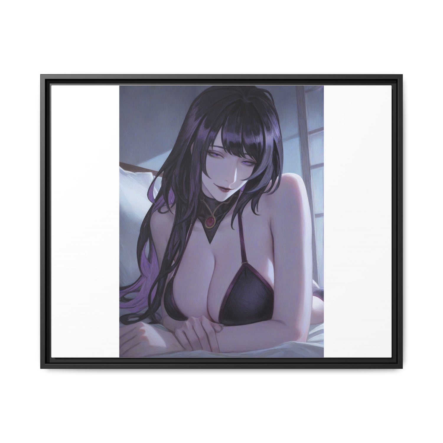 Framed Matte Canvas Print — Moody Anime Woman Portrait