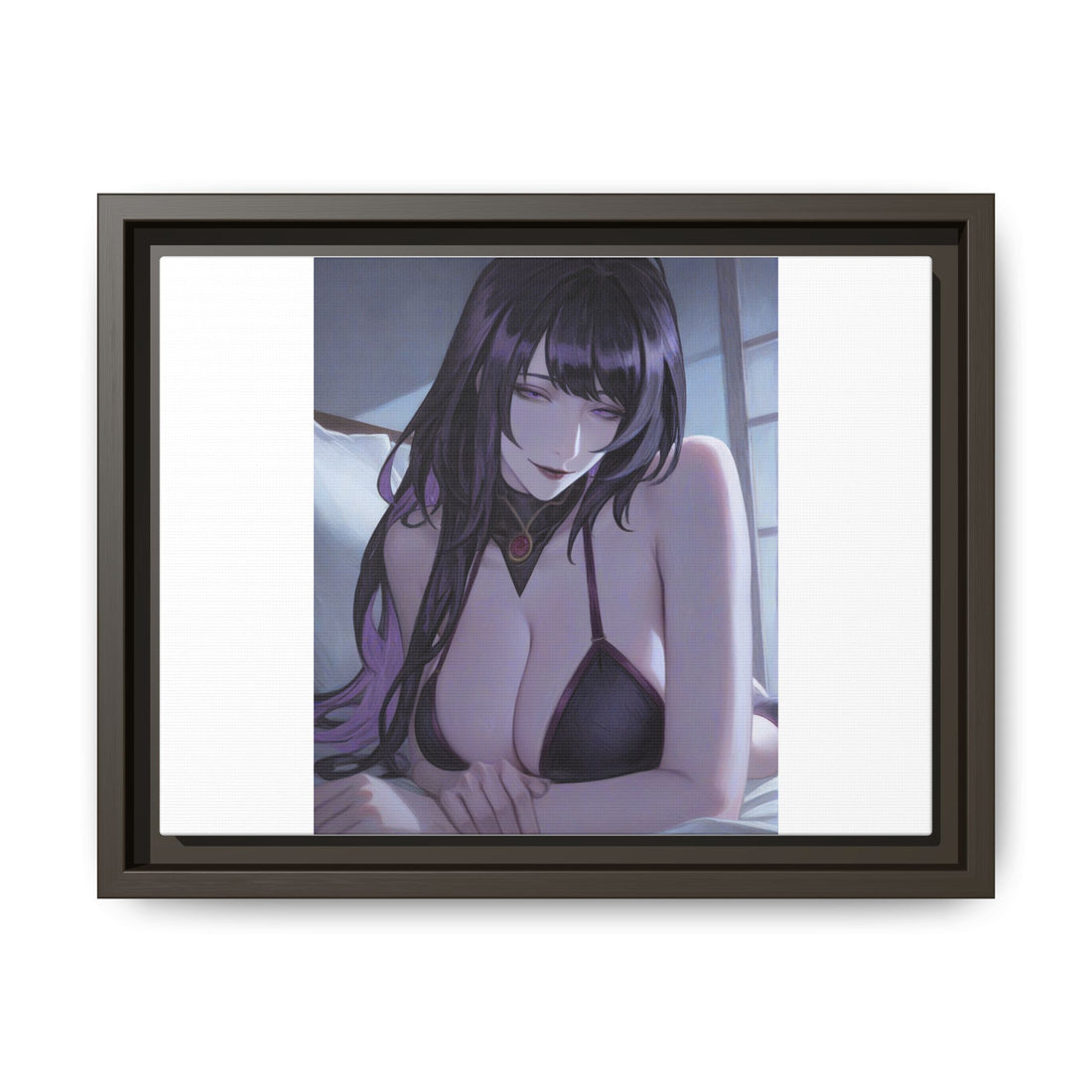 Framed Matte Canvas Print — Moody Anime Woman Portrait