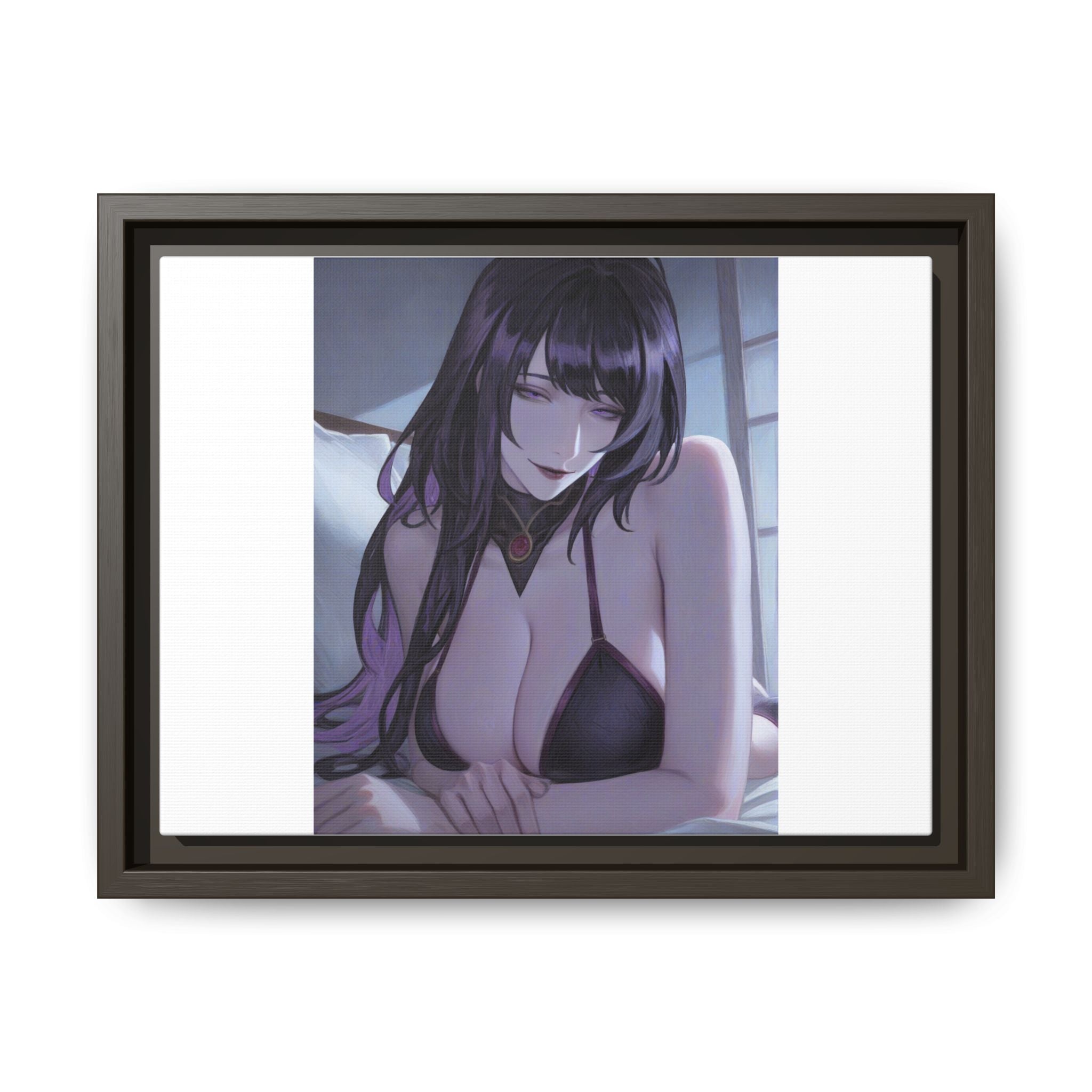 Framed Matte Canvas Print — Moody Anime Woman Portrait
