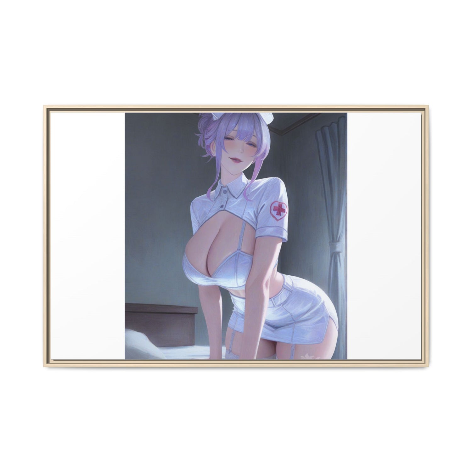 Sexy Anime Nurse Matte Canvas Print (Framed)