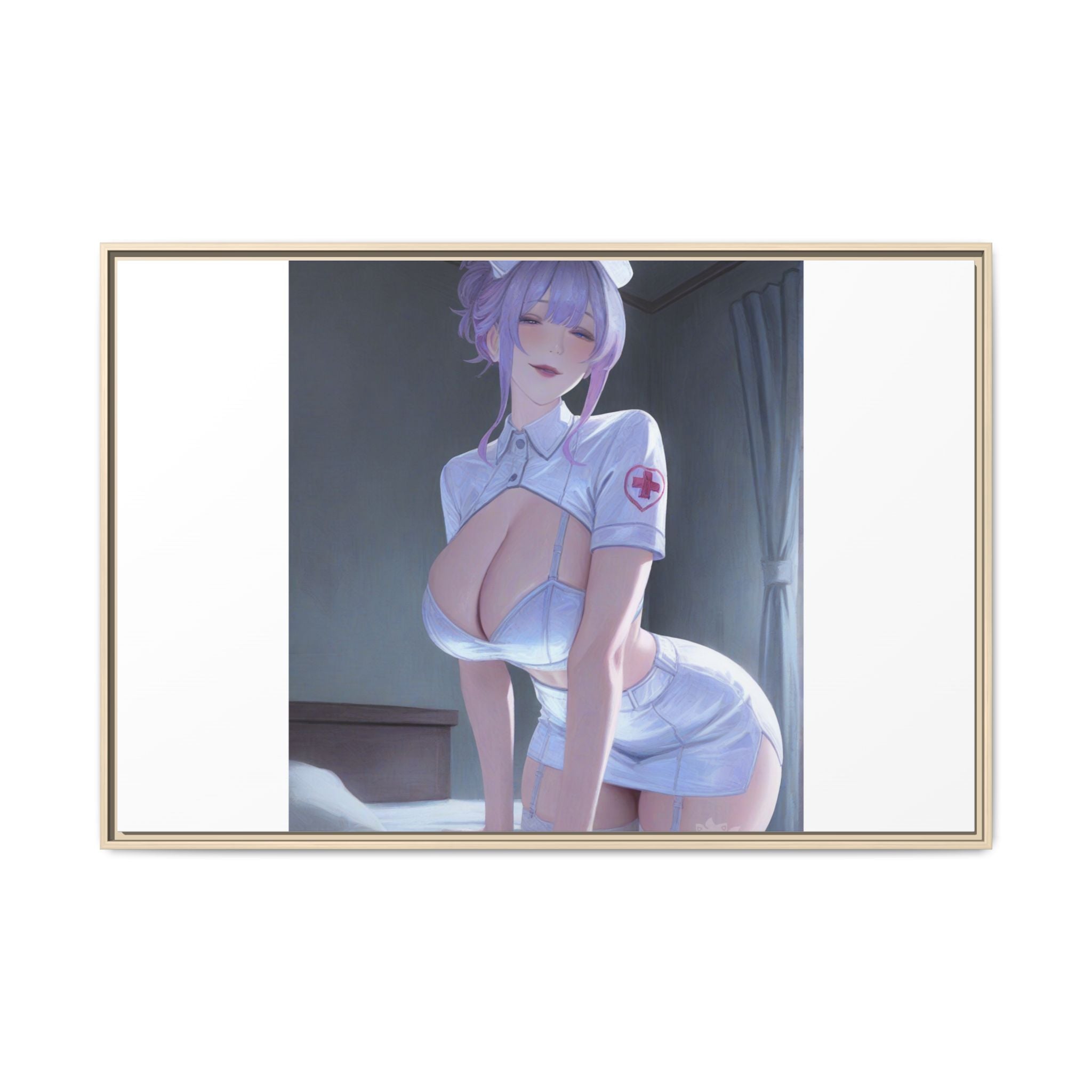 Sexy Anime Nurse Matte Canvas Print (Framed)