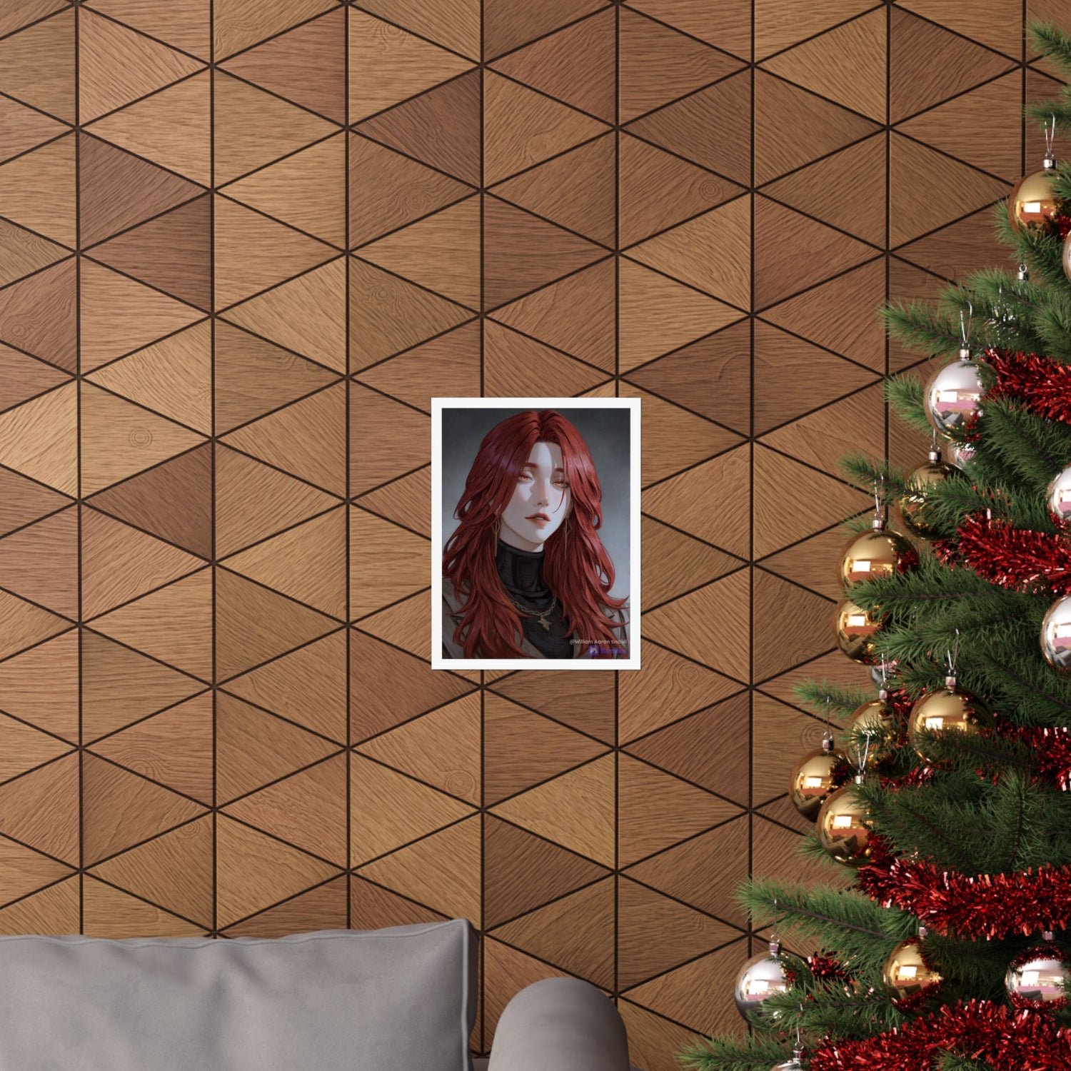 Red-Haired Muse Matte Vertical Poster — Moody Portrait Art Print