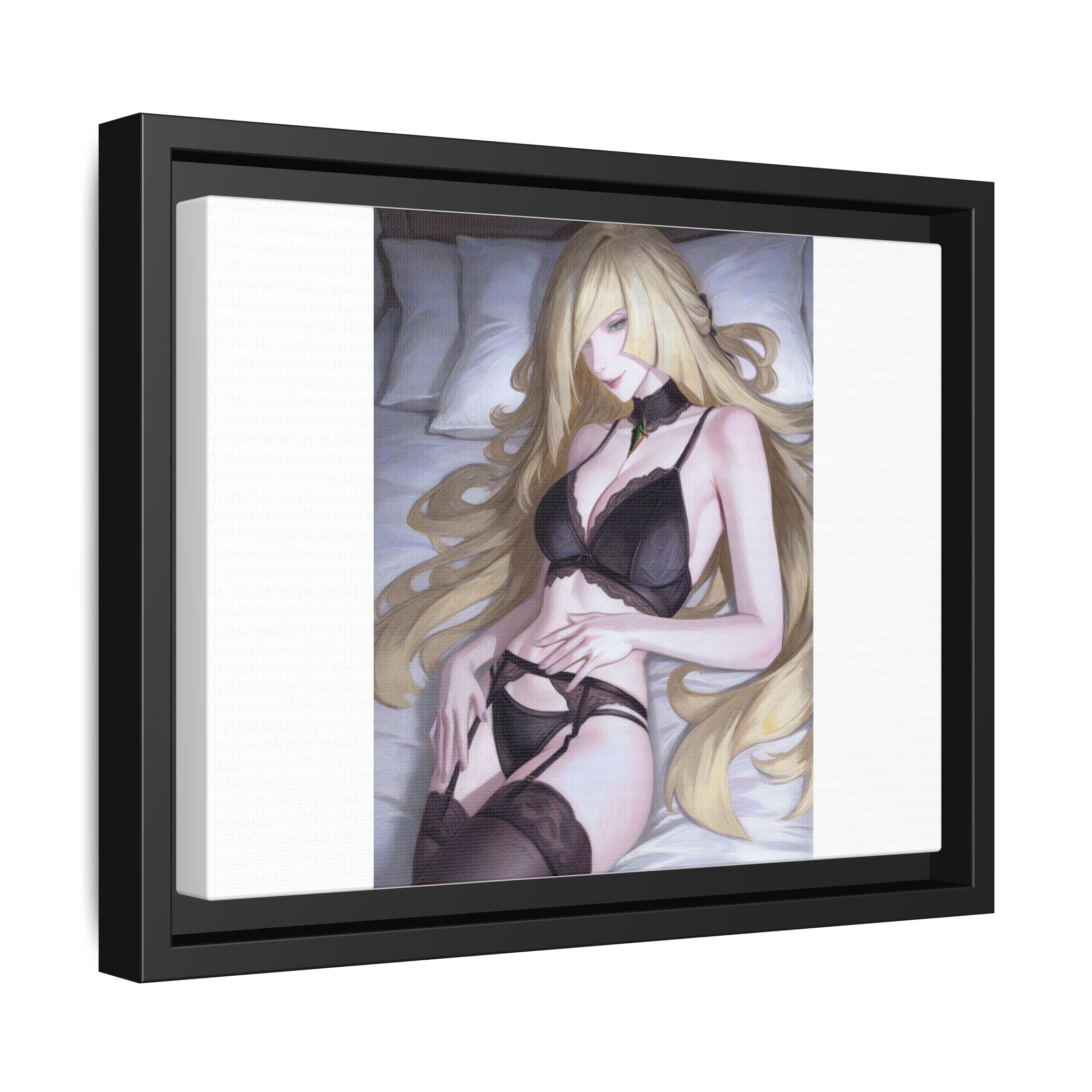 Framed Matte Canvas Print — Sleepy Blonde Anime Pinup