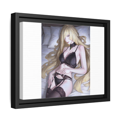 Framed Matte Canvas Print — Sleepy Blonde Anime Pinup