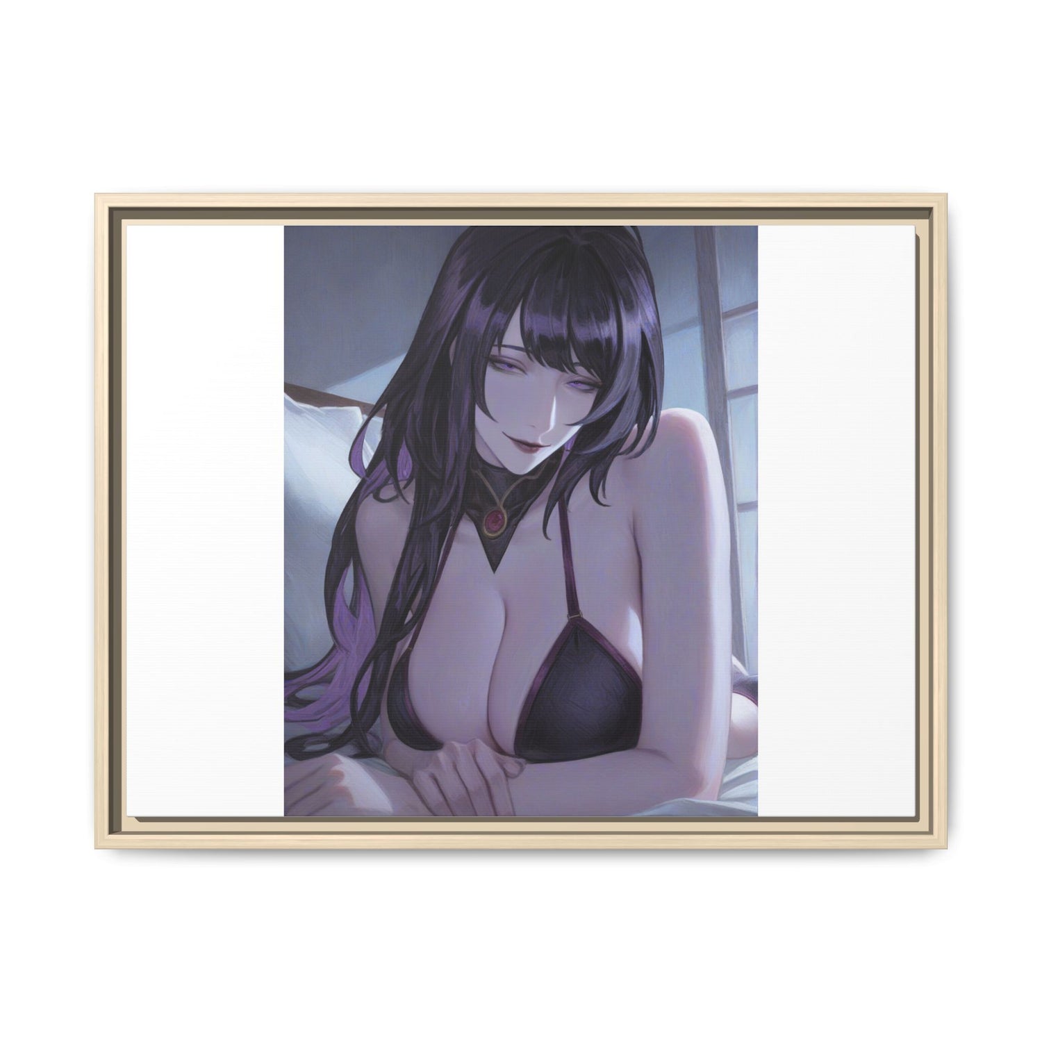 Framed Matte Canvas Print — Moody Anime Woman Portrait