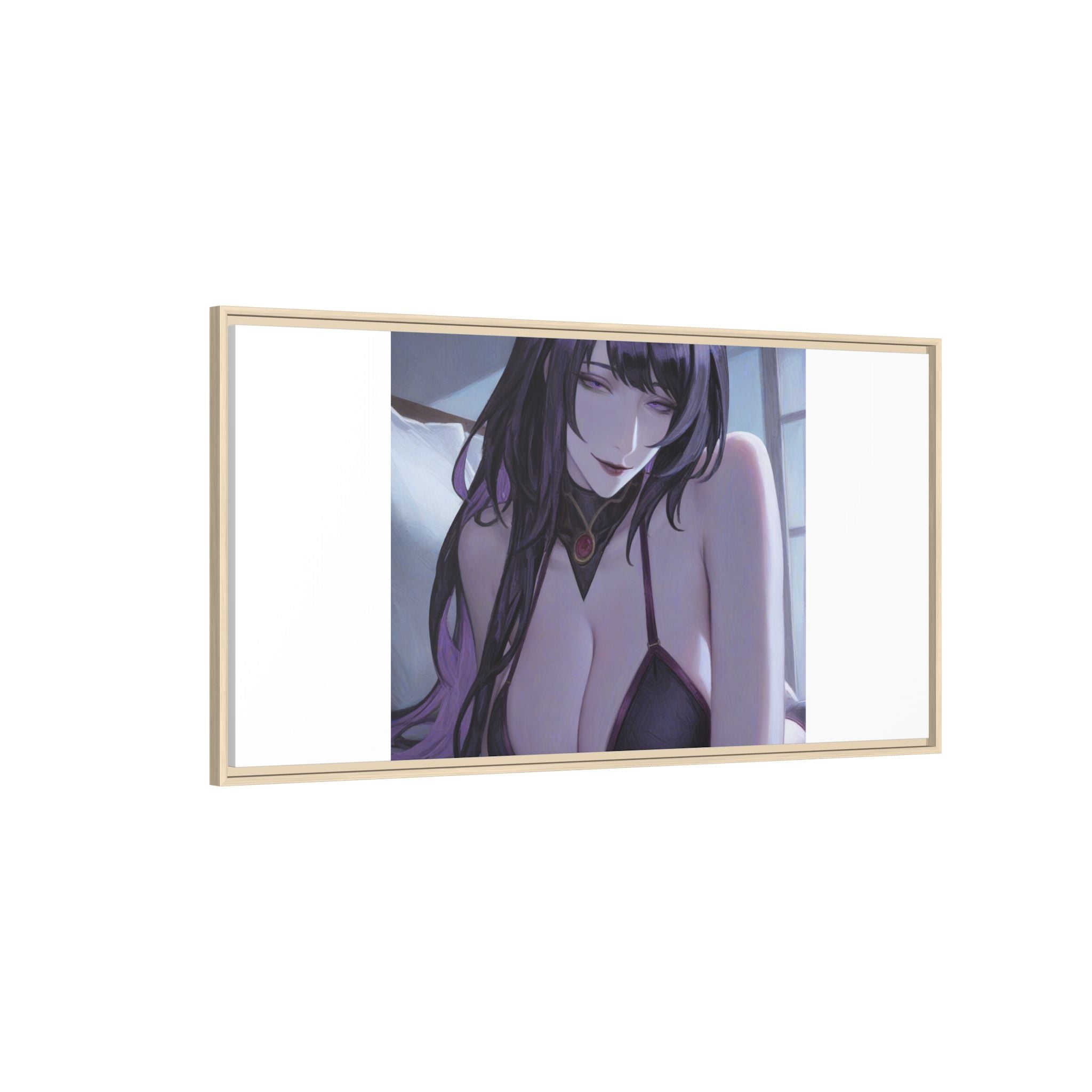 Framed Matte Canvas Print — Moody Anime Woman Portrait