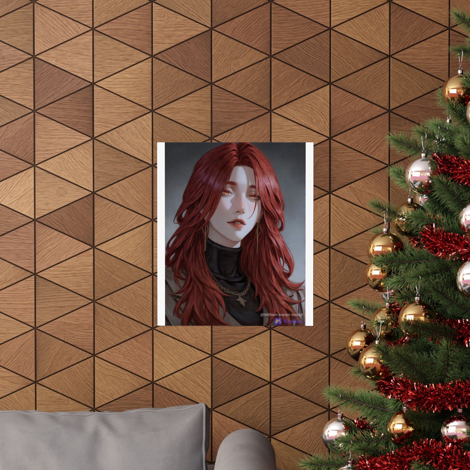 Red-Haired Muse Matte Vertical Poster — Moody Portrait Art Print