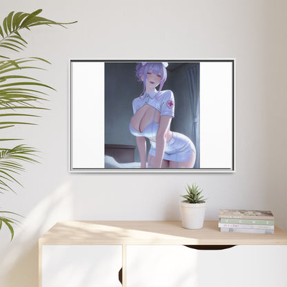 Sexy Anime Nurse Matte Canvas Print (Framed)