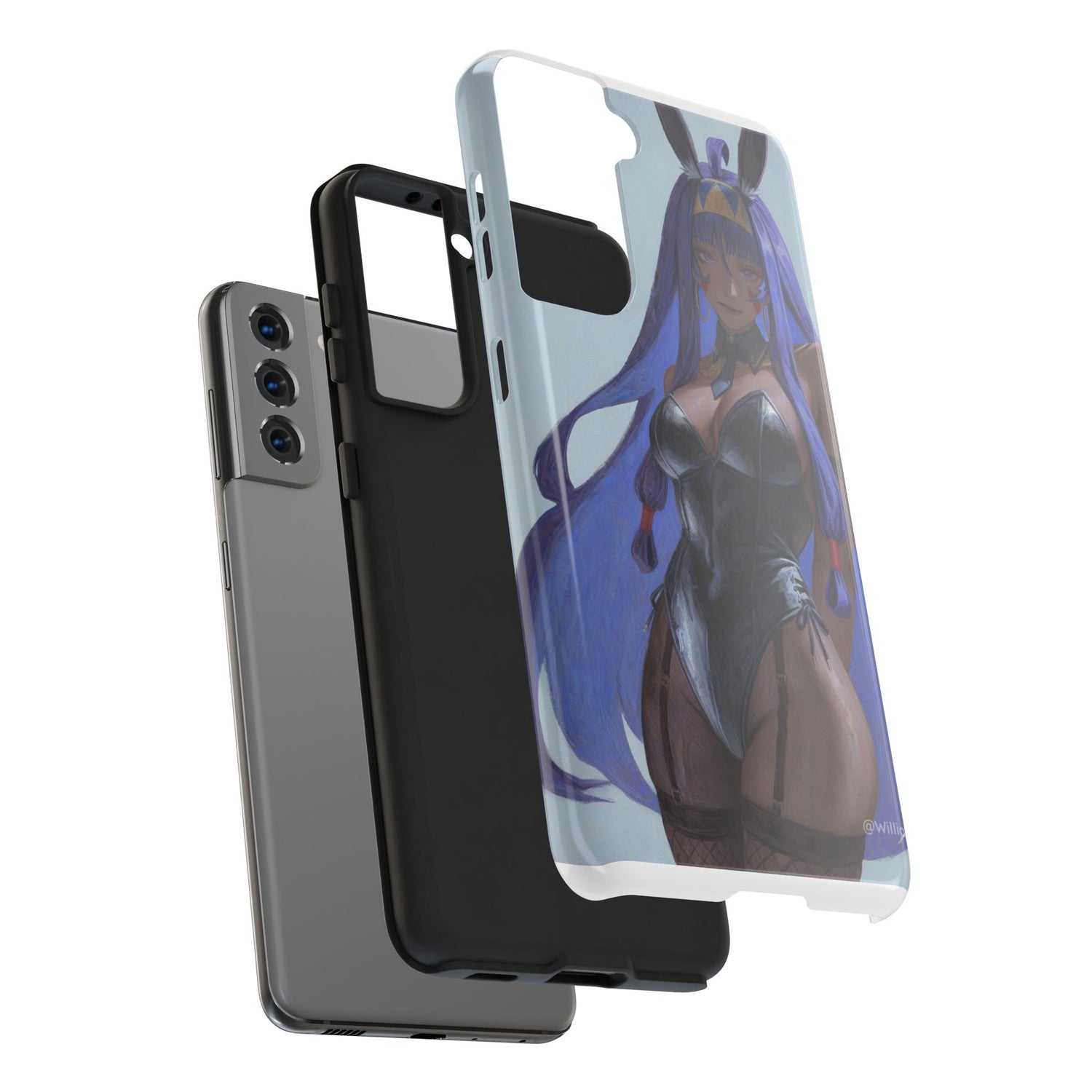 Bunny Girl Tough Phone Case — Anime Purple-Haired Character Protective Cover