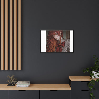 Framed Matte Canvas Print — Moody Red-Headed Anime Girl Art