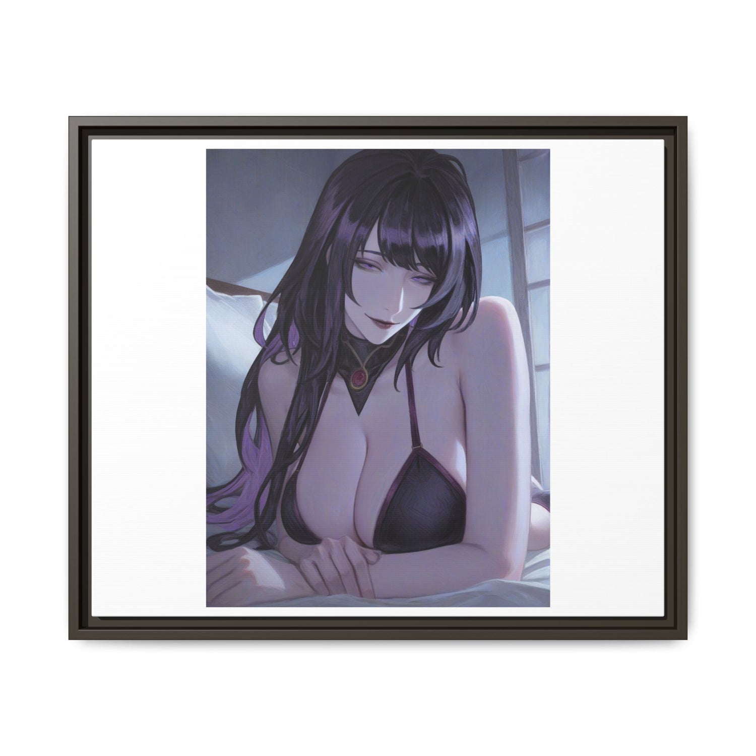 Framed Matte Canvas Print — Moody Anime Woman Portrait