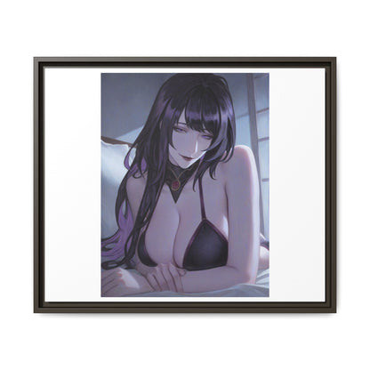 Framed Matte Canvas Print — Moody Anime Woman Portrait